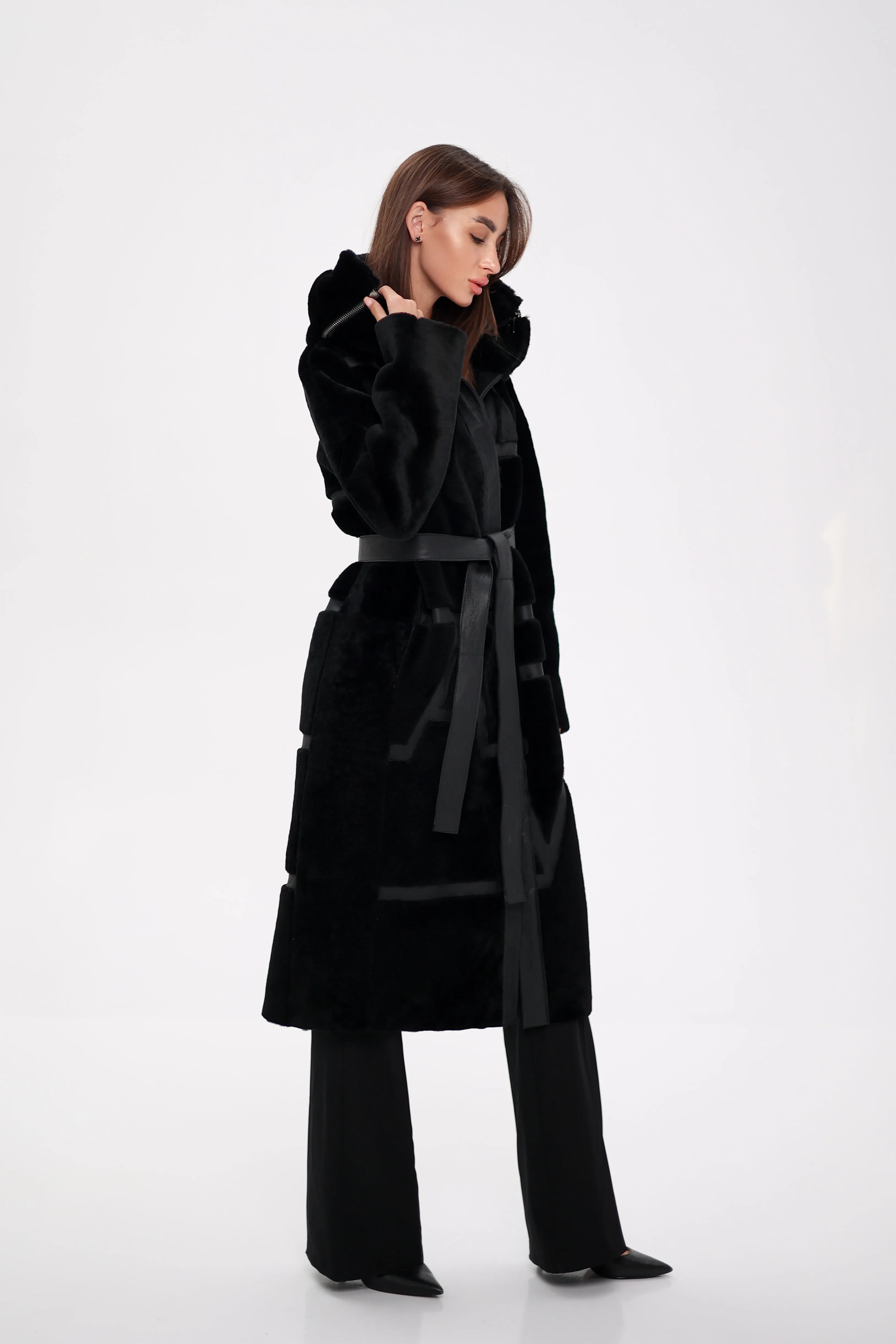 ⇆ Genuine Shearling Lamb Leather Reversible Coat