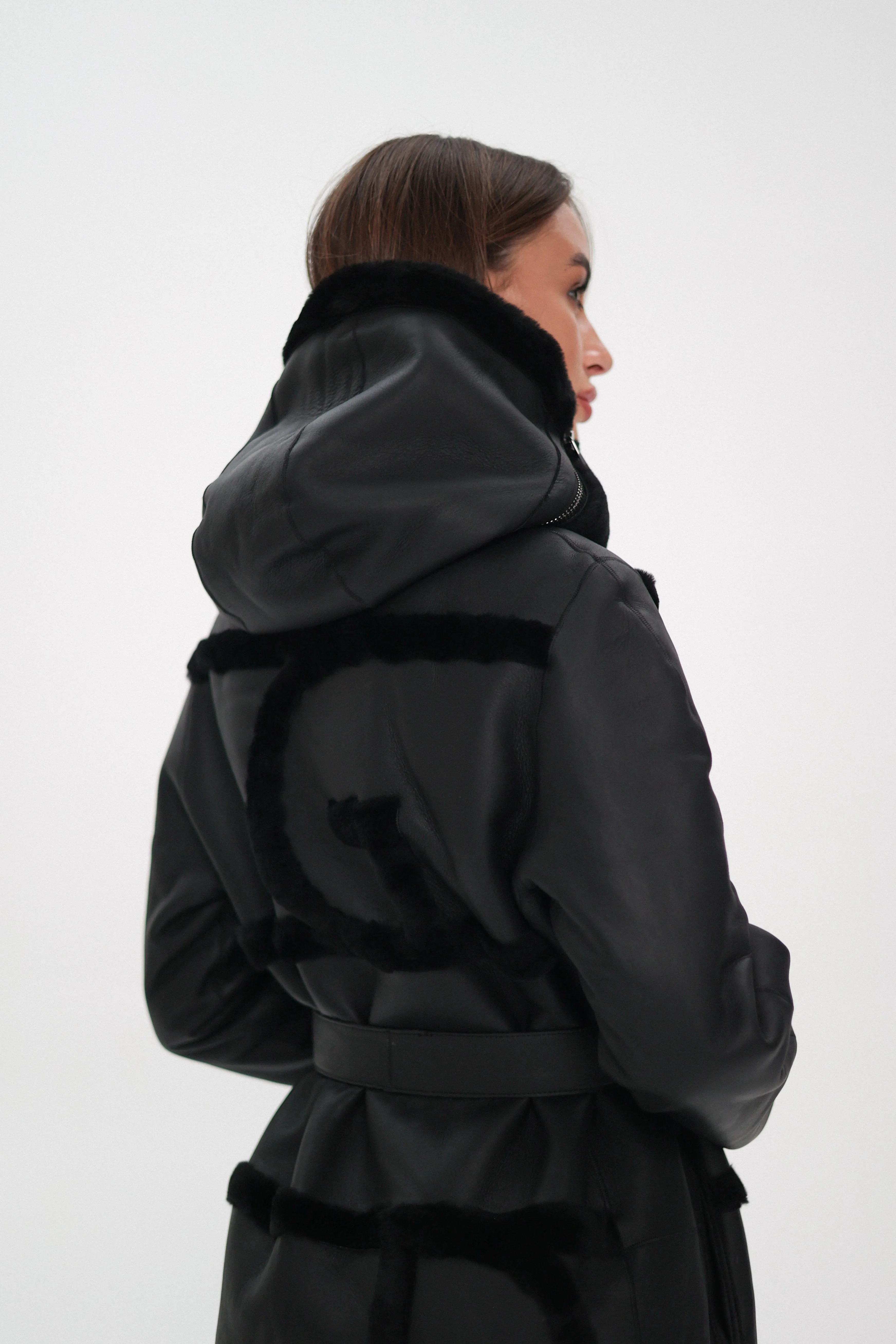 ⇆ Genuine Shearling Lamb Leather Reversible Coat