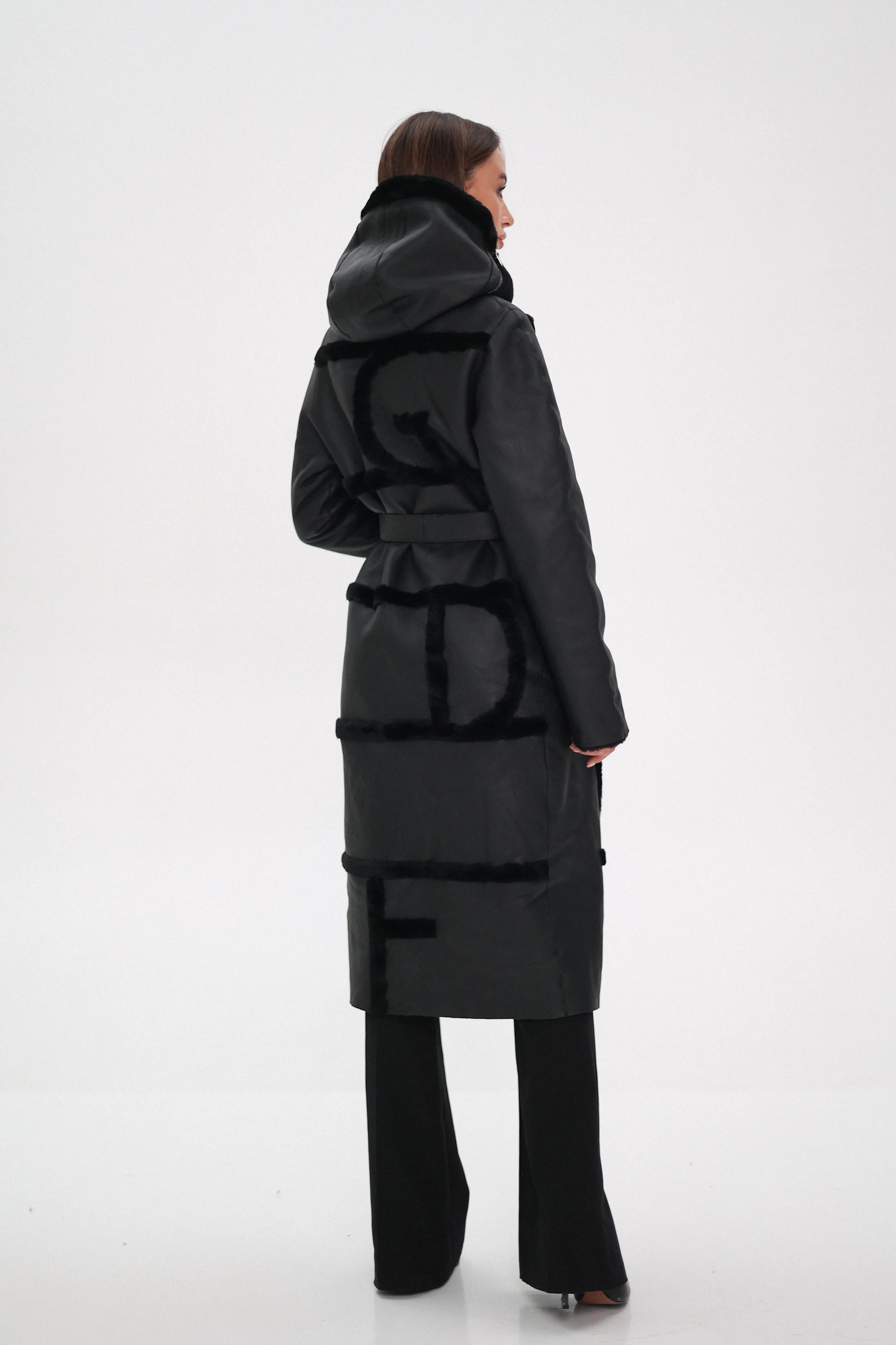 ⇆ Genuine Shearling Lamb Leather Reversible Coat