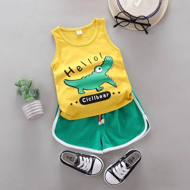 2-piece Dinosaur Pattern Vest & Shorts for Children Boy