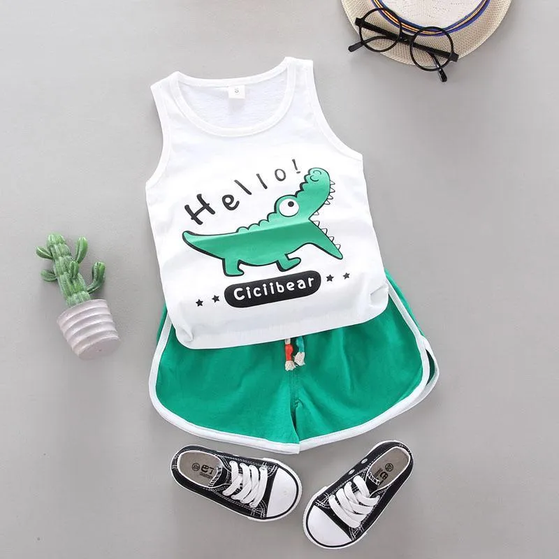 2-piece Dinosaur Pattern Vest & Shorts for Children Boy