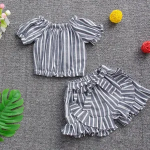 2-piece Stripes Pattern T-shirt & Shorts for Toddler Girl