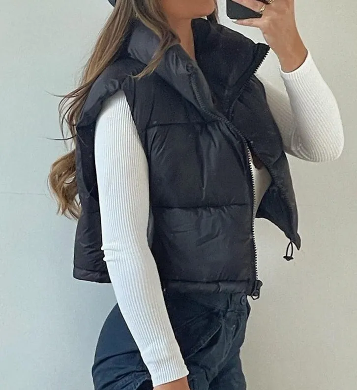 A&A High Neck Padded Cropped Gilet