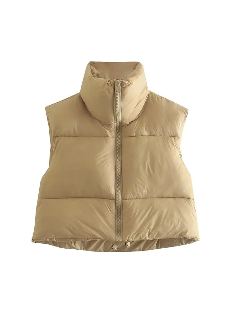 A&A High Neck Padded Cropped Gilet