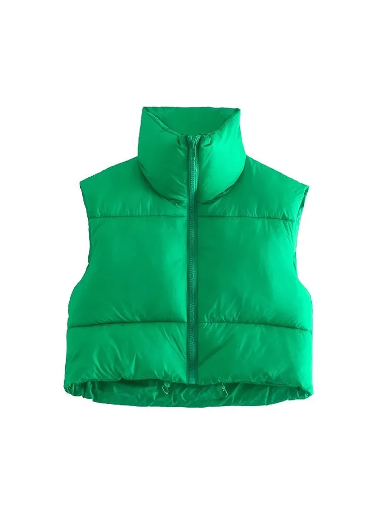 A&A High Neck Padded Cropped Gilet