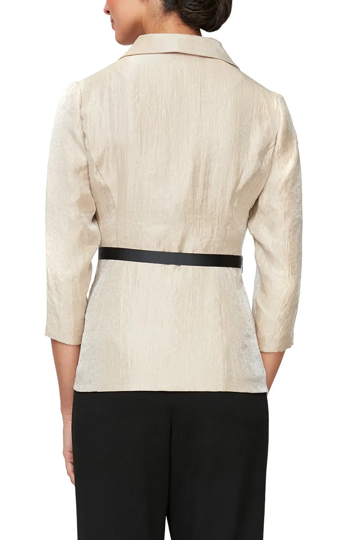 Alex Evenings Button Front Blouse with Tie Belt