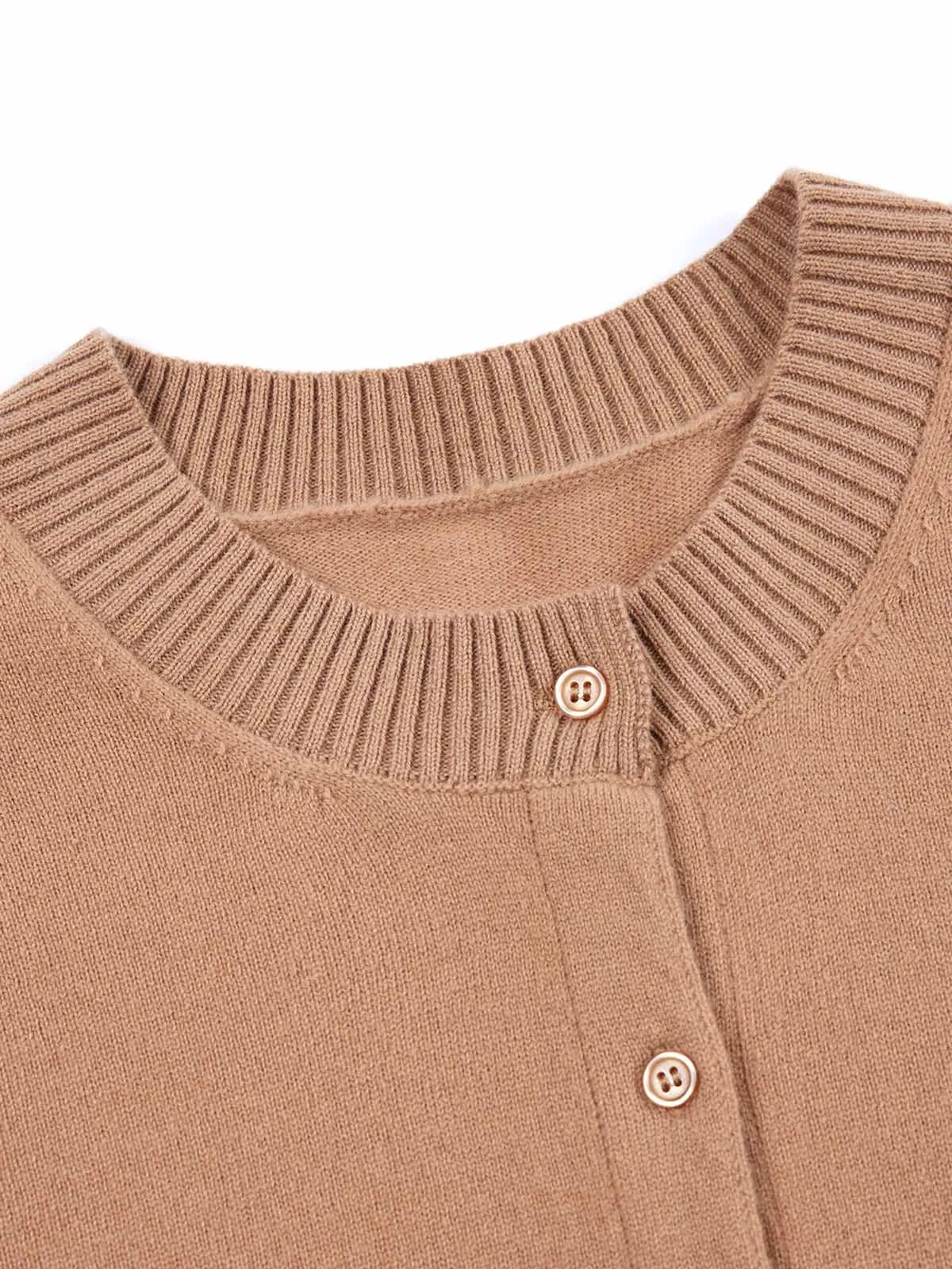 ASOBIO Lightweight 100% Wool Crewneck Cardigan