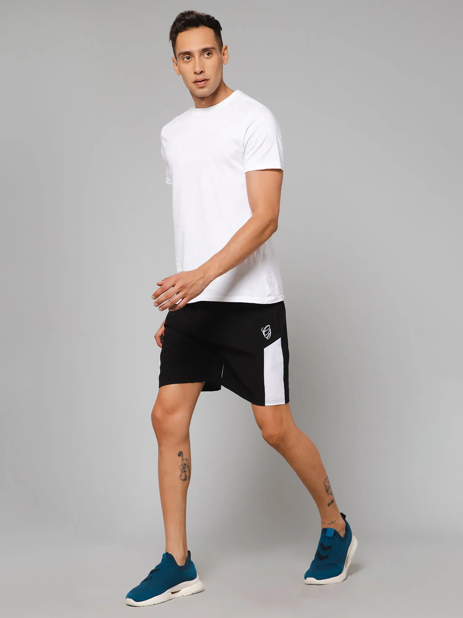 Black Color Block Shorts