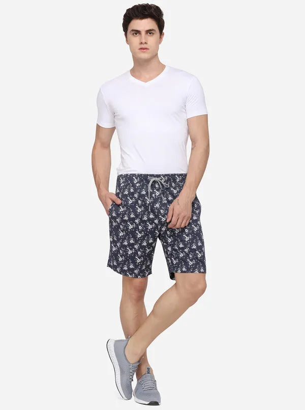 Black Regular Fit Printed Shorts | JadeBlue