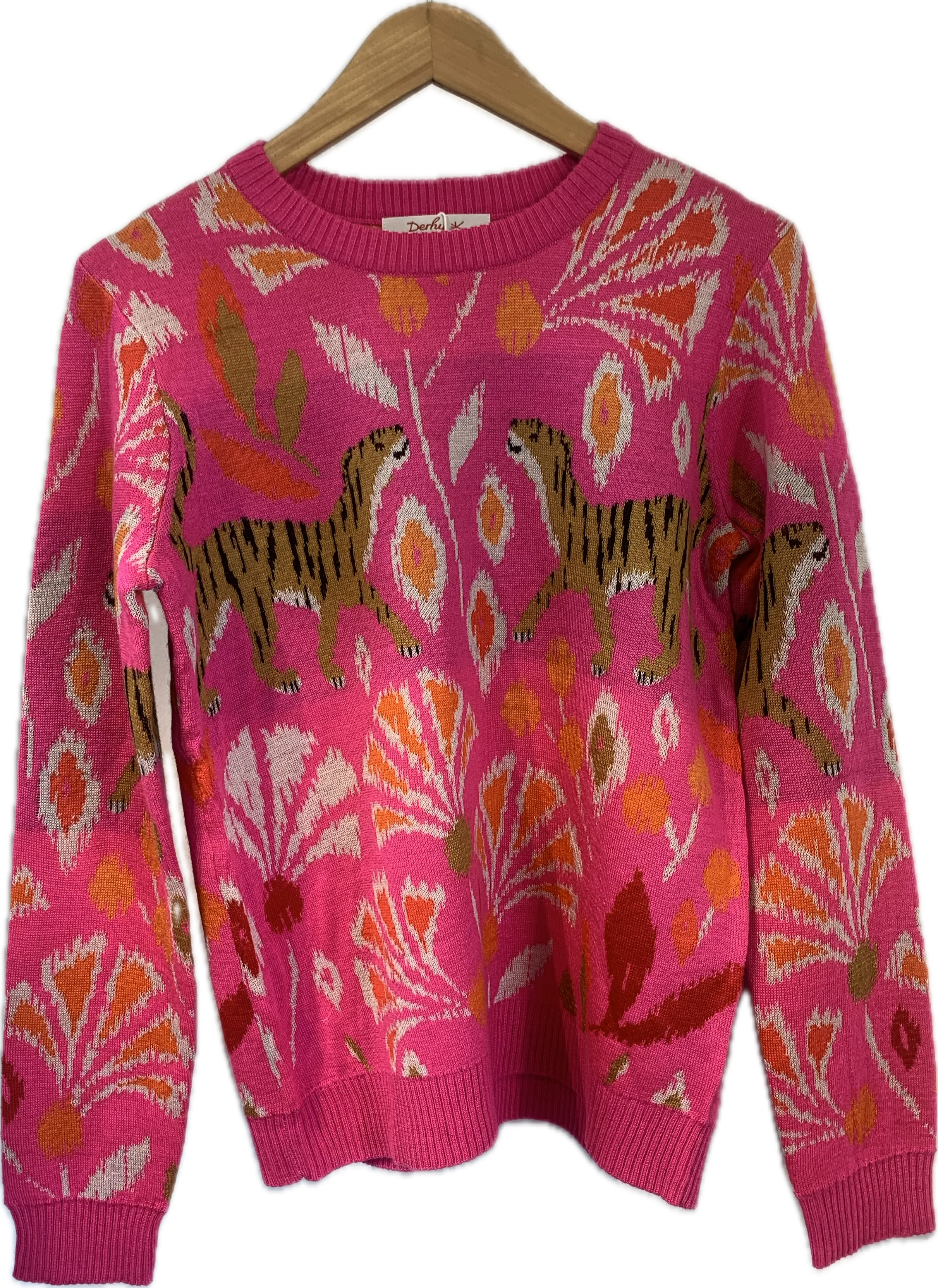 Candice Tiger Pullover Sweater - Rose Wine