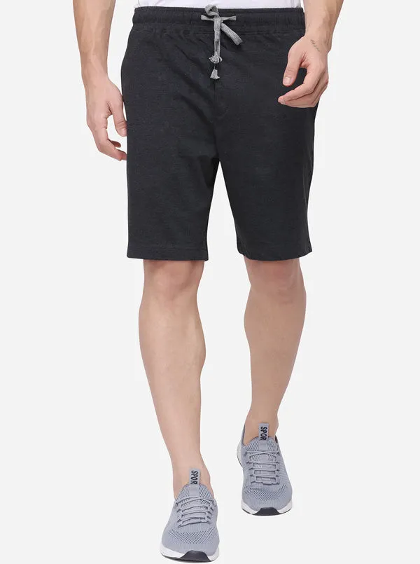 Dark Grey Solid Regular Fit Shorts | JadeBlue