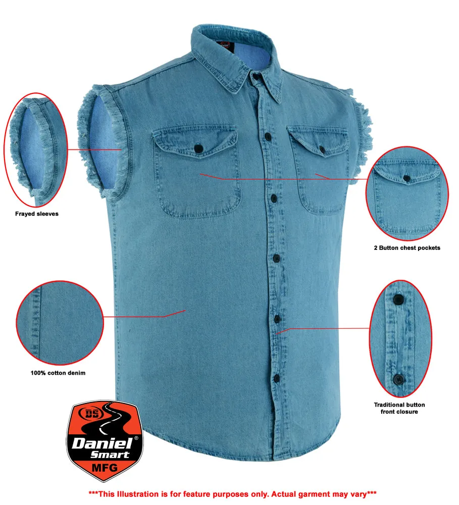 DM6002 Men's Blue Lightweight Sleeveless Denim Shirt