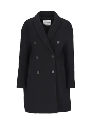 double-breasted wool-blend coat