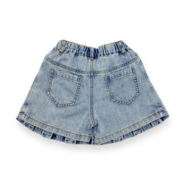 Embellished Denim Pleat Skort