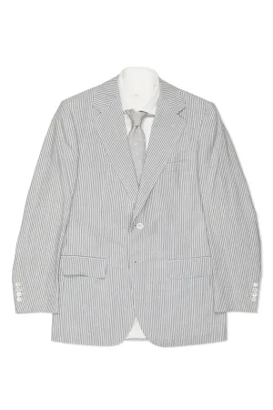 Fabio Caviglia Blue/White Stripe Cotton Linen Sport Coat