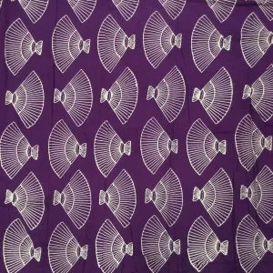 Fan Print Purple Lightweight Rayon Fabric