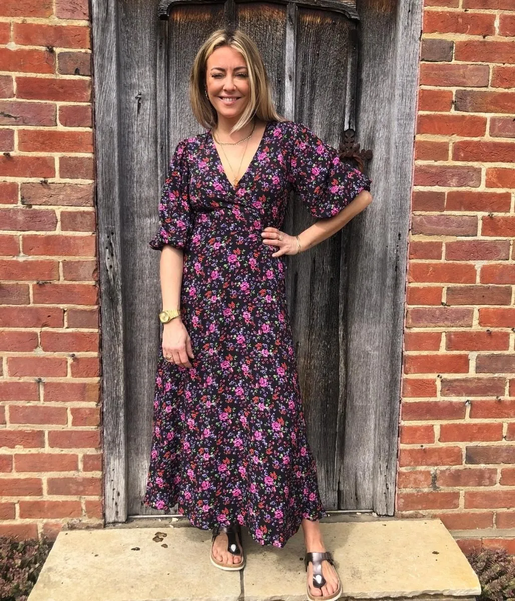 Floral Wrap Midi Dress