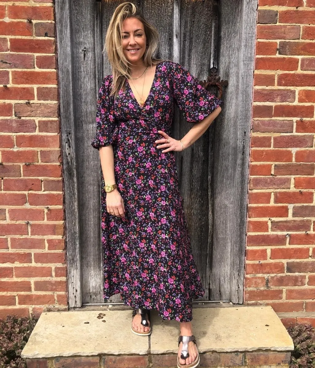 Floral Wrap Midi Dress