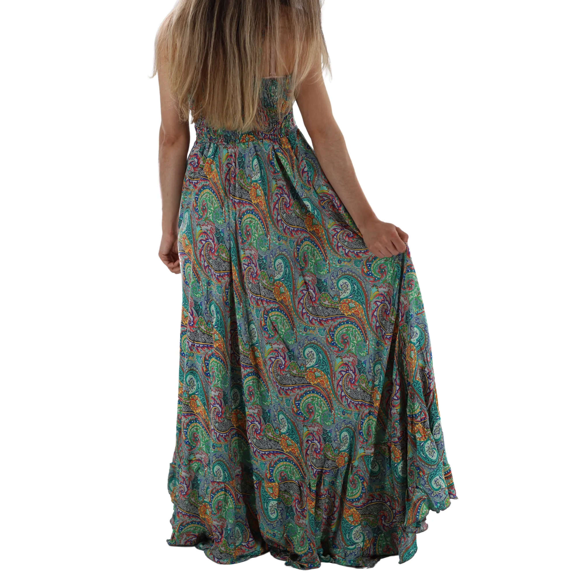 Flowy Long V Neck Line 'Elena' Maxi Dress