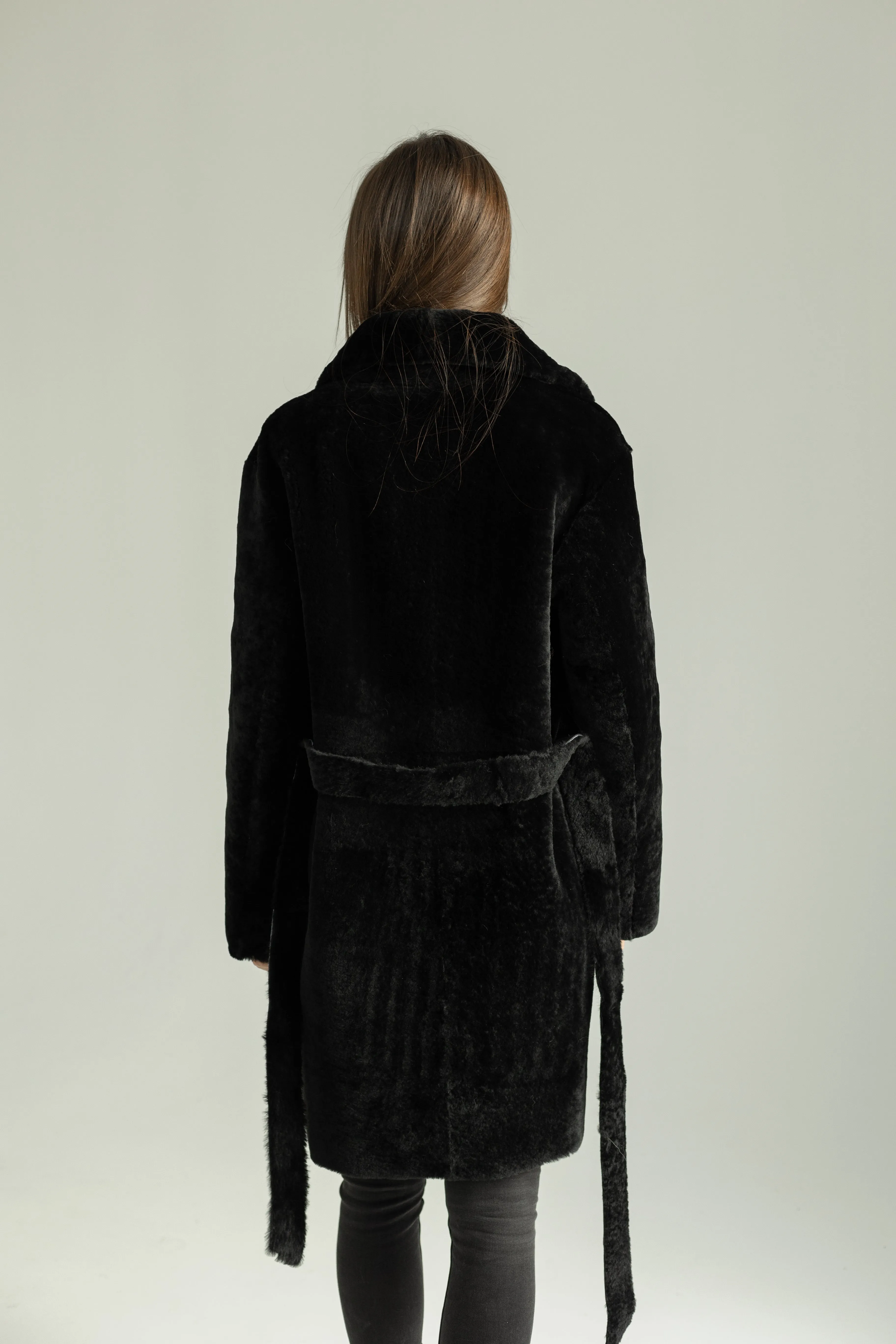 Genuine Shearling Merino Lamb Leather Coat by Punto Leather