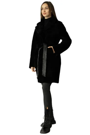 Genuine Shearling Merino Lamb Leather Coat by Punto Leather