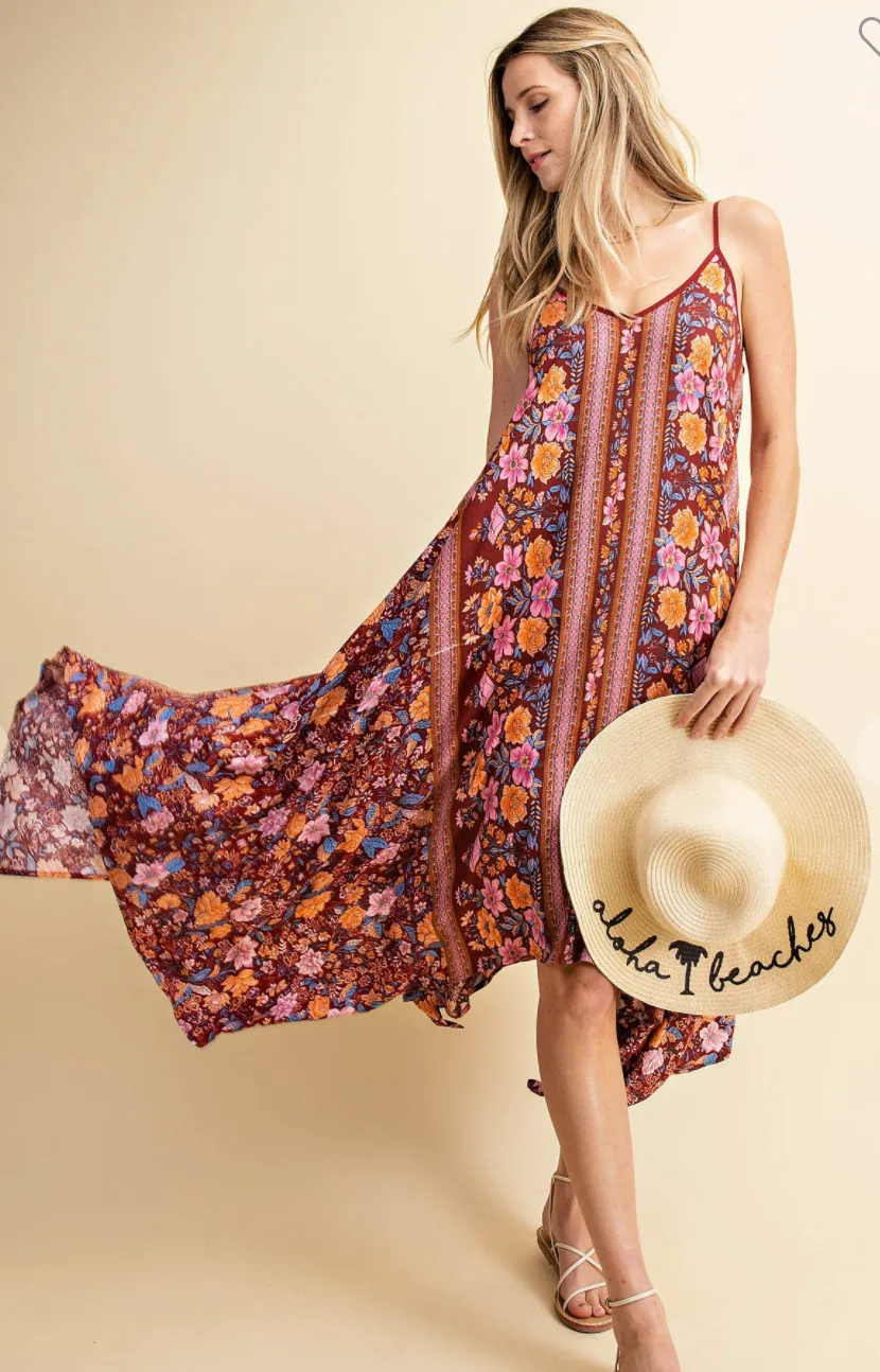 #H916 A Walk On The Beach Floral Dress