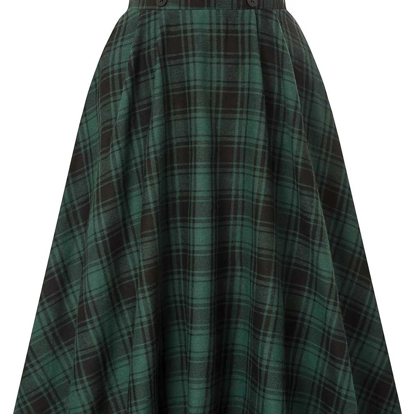 High Waist Button Plaid Ruffled Hem Vintage Loose Stylish Midi Skirt