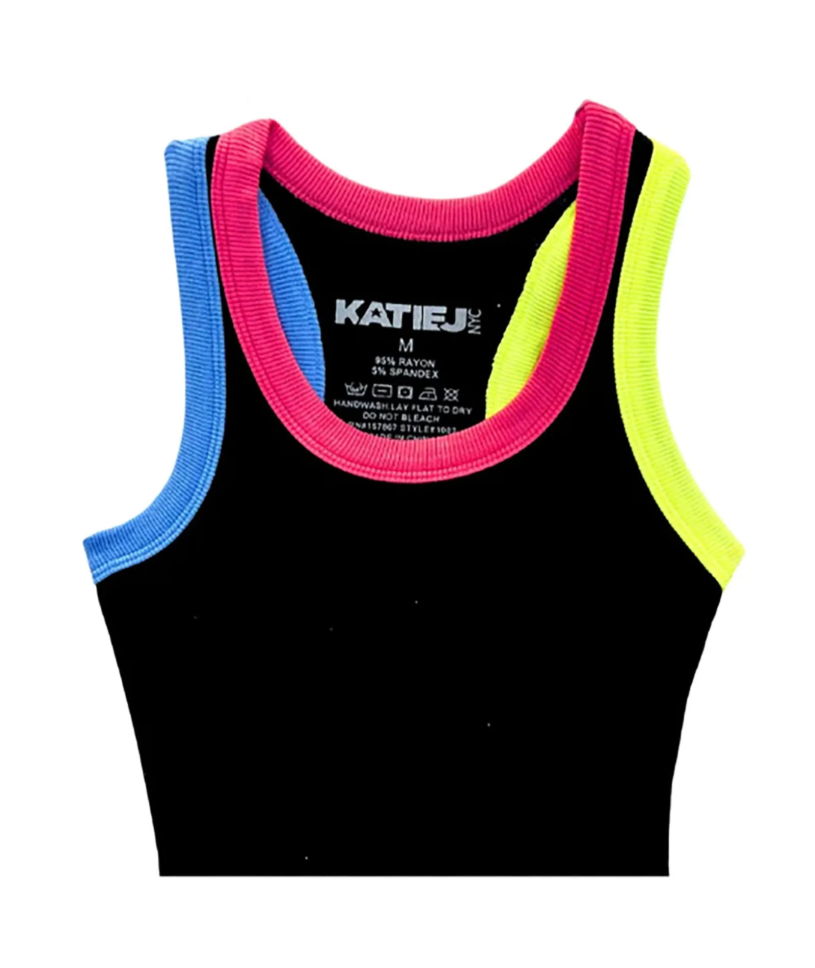 Katie J NYC Girls Black/Multi Trim Livi Tank