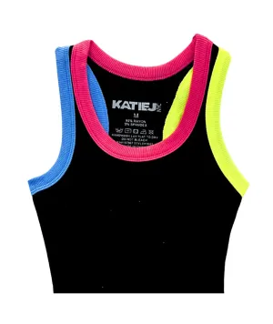 Katie J NYC Girls Black/Multi Trim Livi Tank