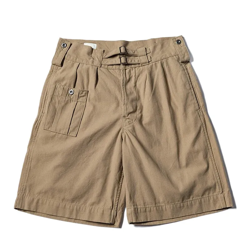 Khaki Drill Combat KD Shorts with Gurkha Pleats - Military Style