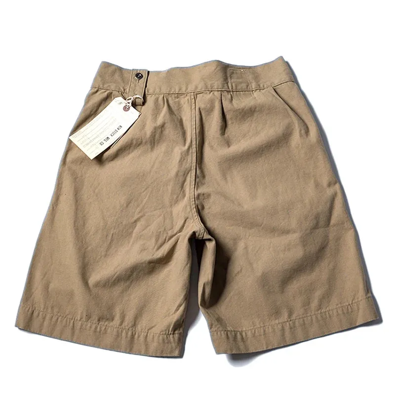 Khaki Drill Combat KD Shorts with Gurkha Pleats - Military Style