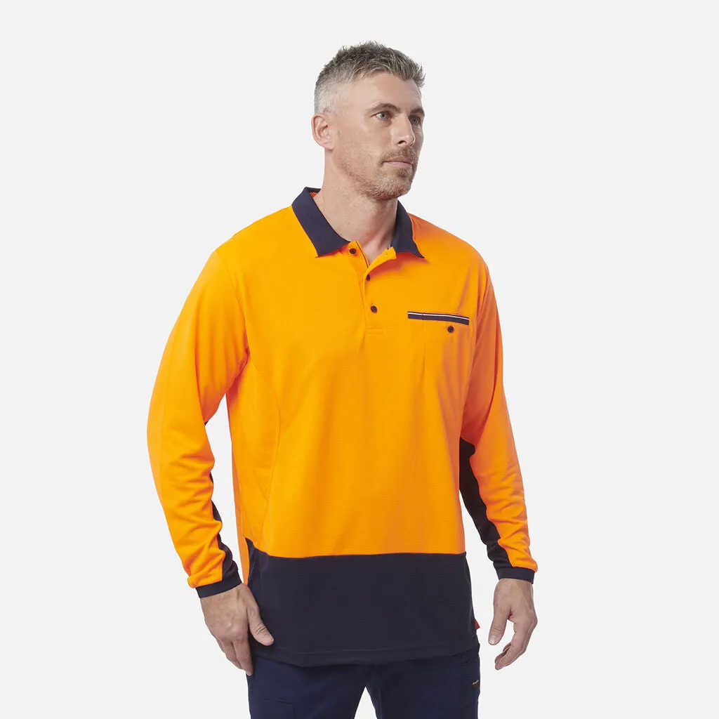 King Gee Workcool Hyperfreeze Hi-Vis Lightweight Long Sleeve Polo (K54840)