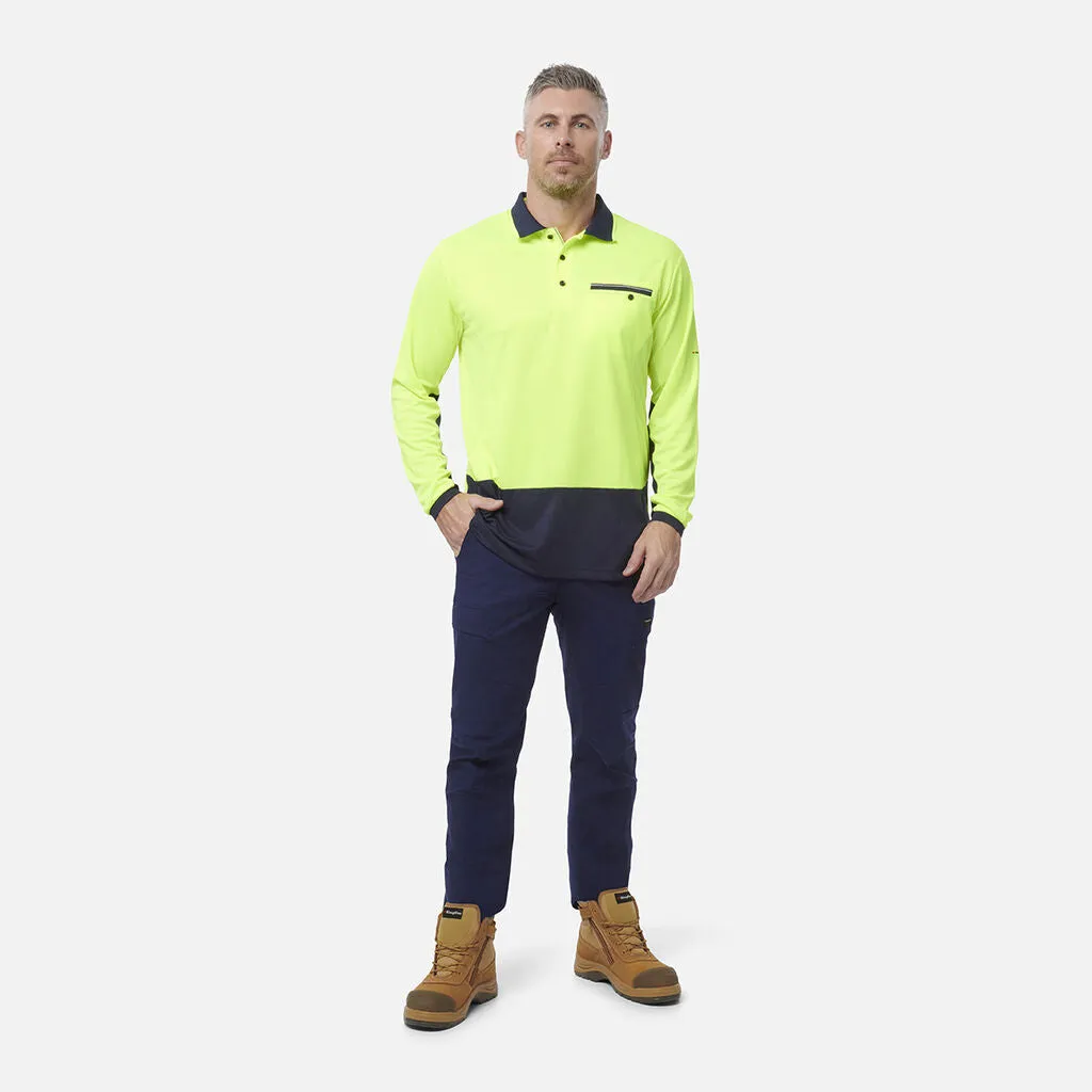 King Gee Workcool Hyperfreeze Hi-Vis Lightweight Long Sleeve Polo (K54840)