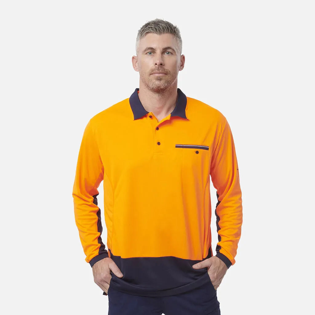 King Gee Workcool Hyperfreeze Hi-Vis Lightweight Long Sleeve Polo (K54840)