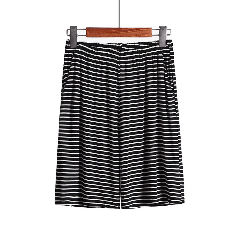 Loose Fitting Plus Size Outer Striped Loungewear Shorts