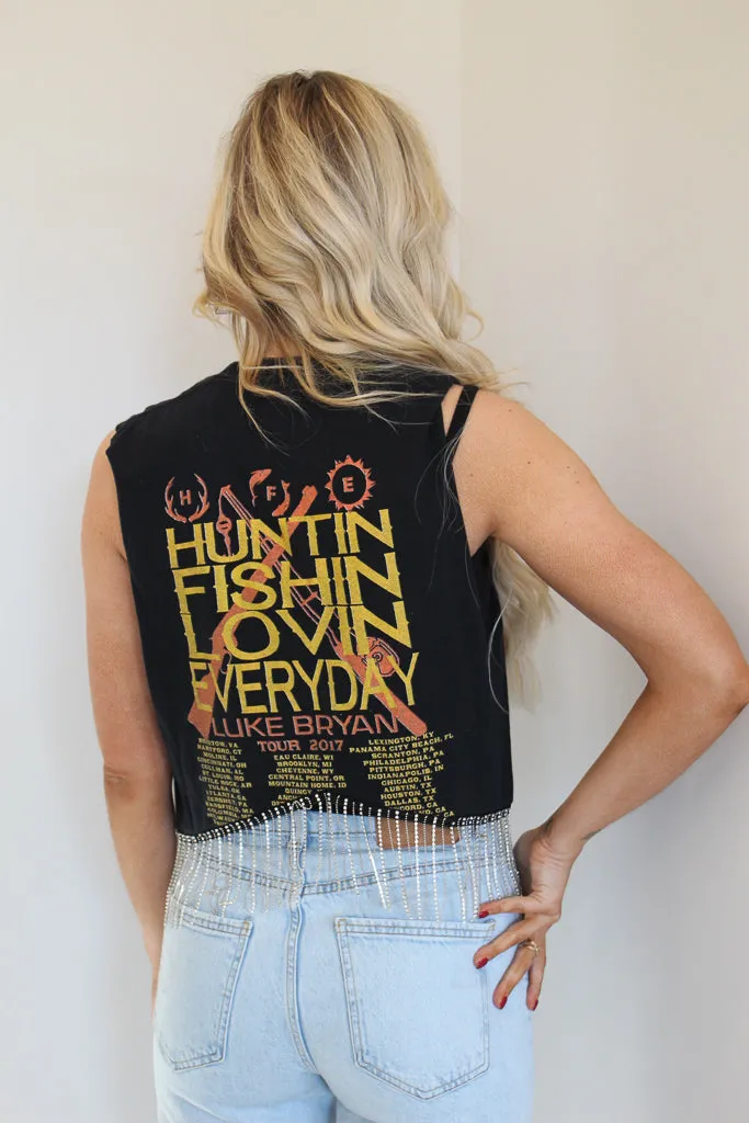 Luke Bryan Cropped Rhinestone Fringe Tank