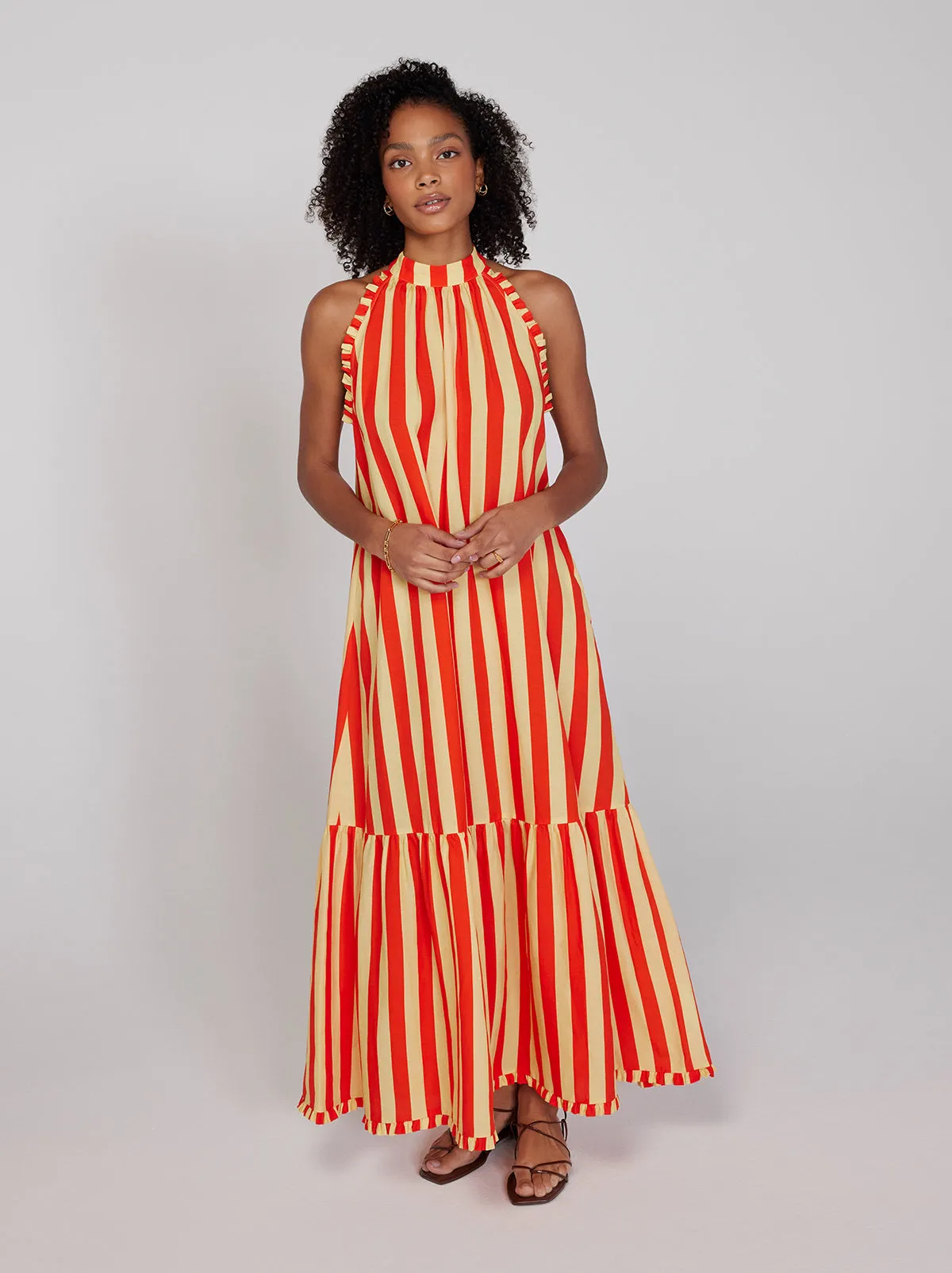 Lulu Striped Halterneck Maxi Dress