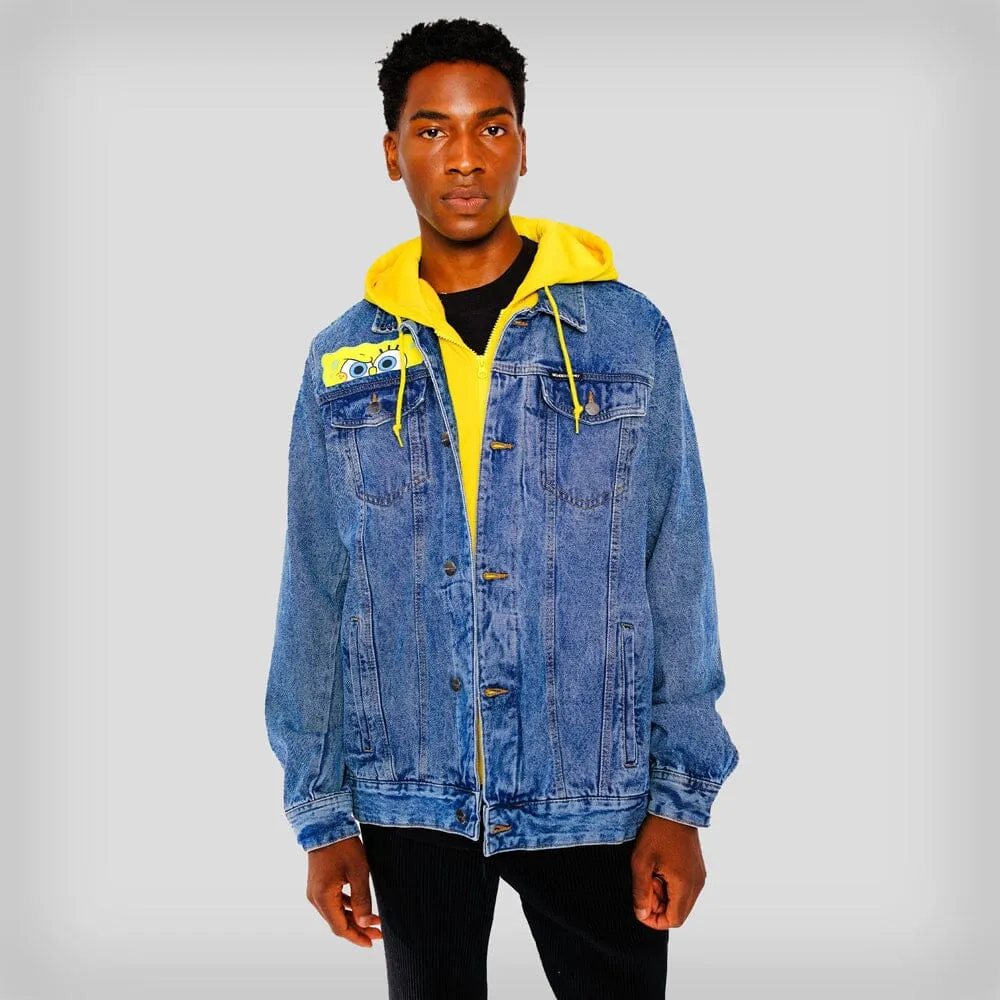 Members Only Men's Spongebob Hoodie Trucker Jacket