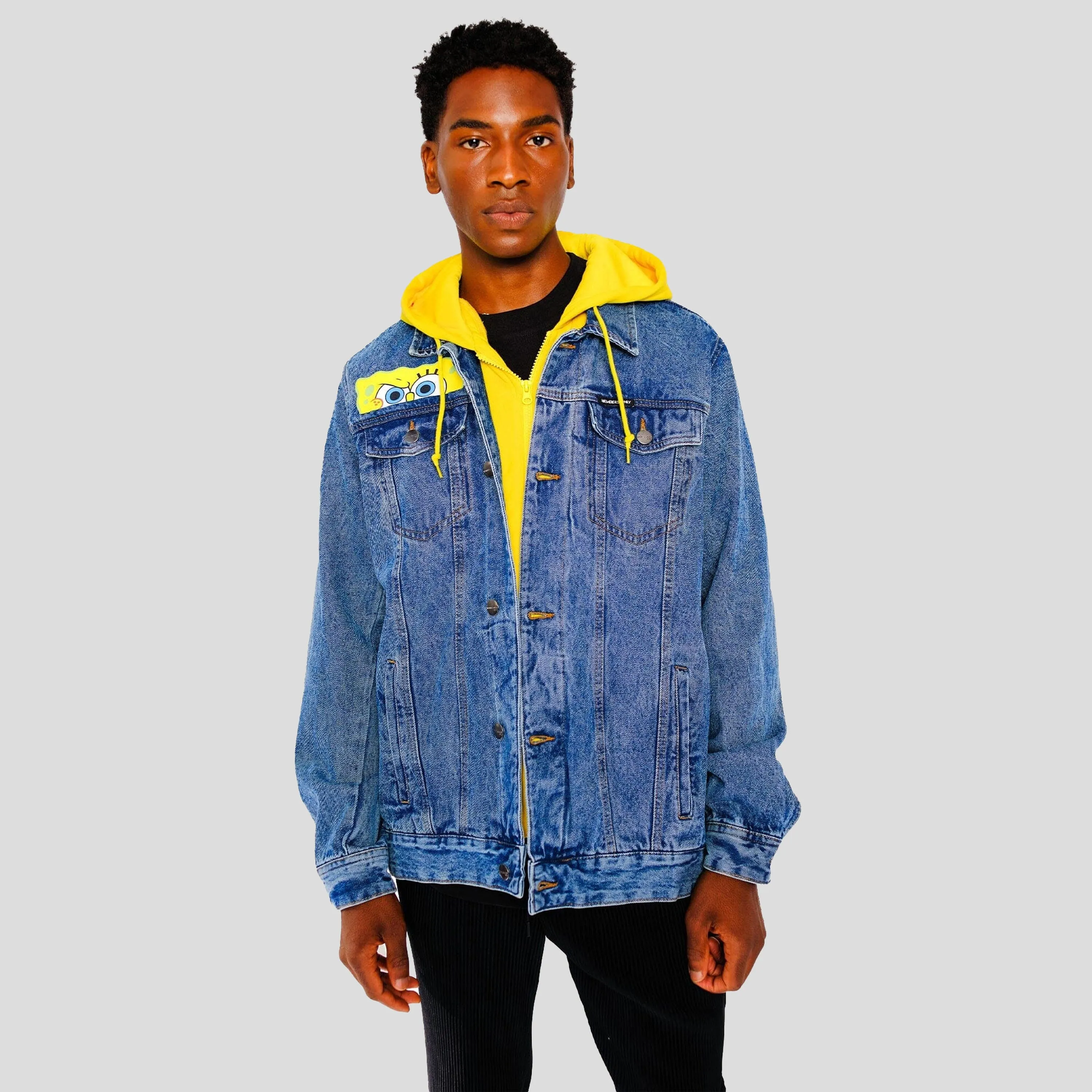 Members Only Men's Spongebob Hoodie Trucker Jacket