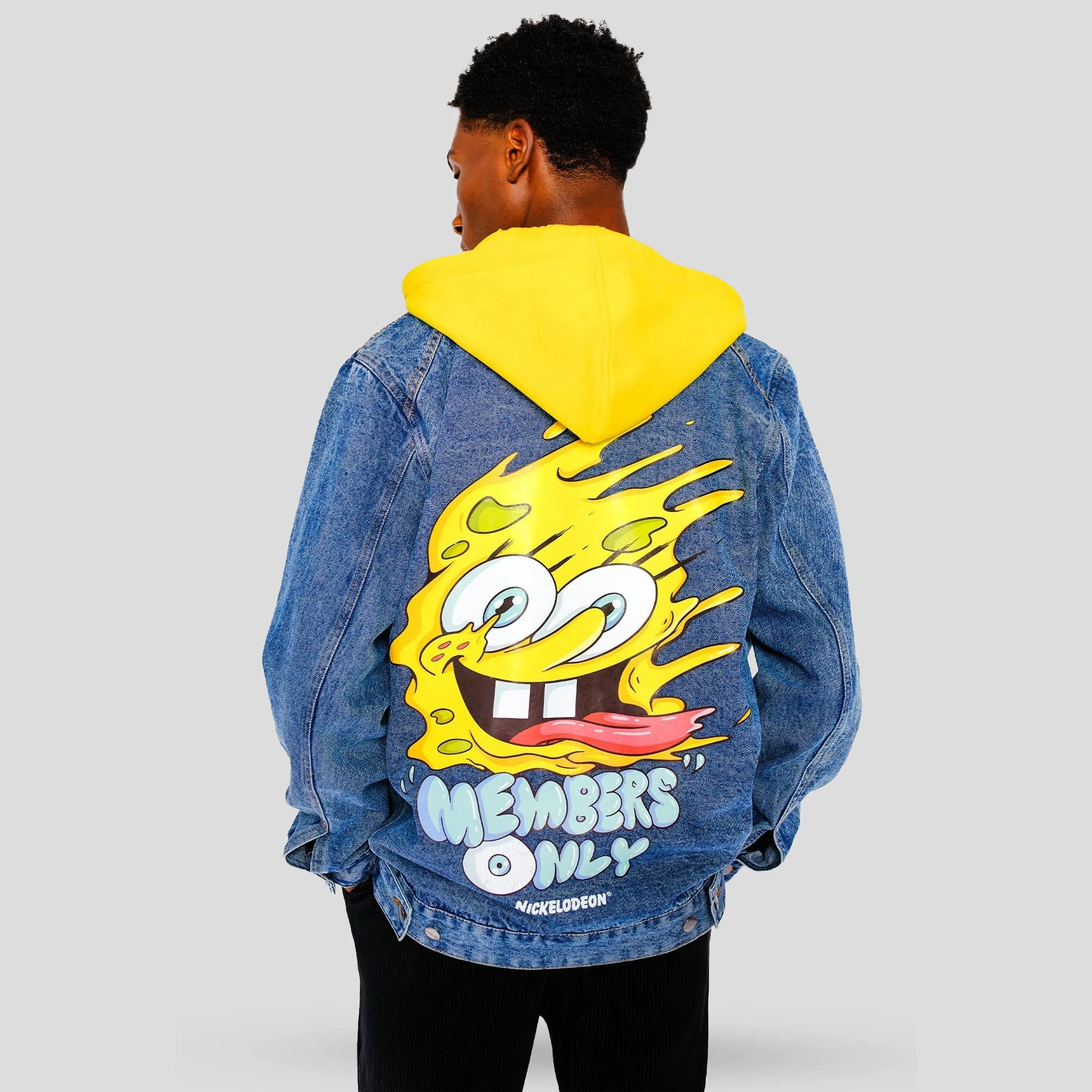 Members Only Men's Spongebob Hoodie Trucker Jacket