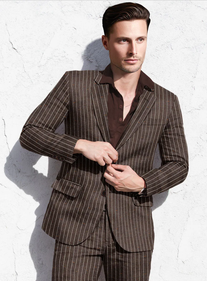 Noble Brown Stripe Wool Silk Jacket