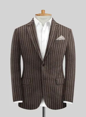 Noble Brown Stripe Wool Silk Jacket