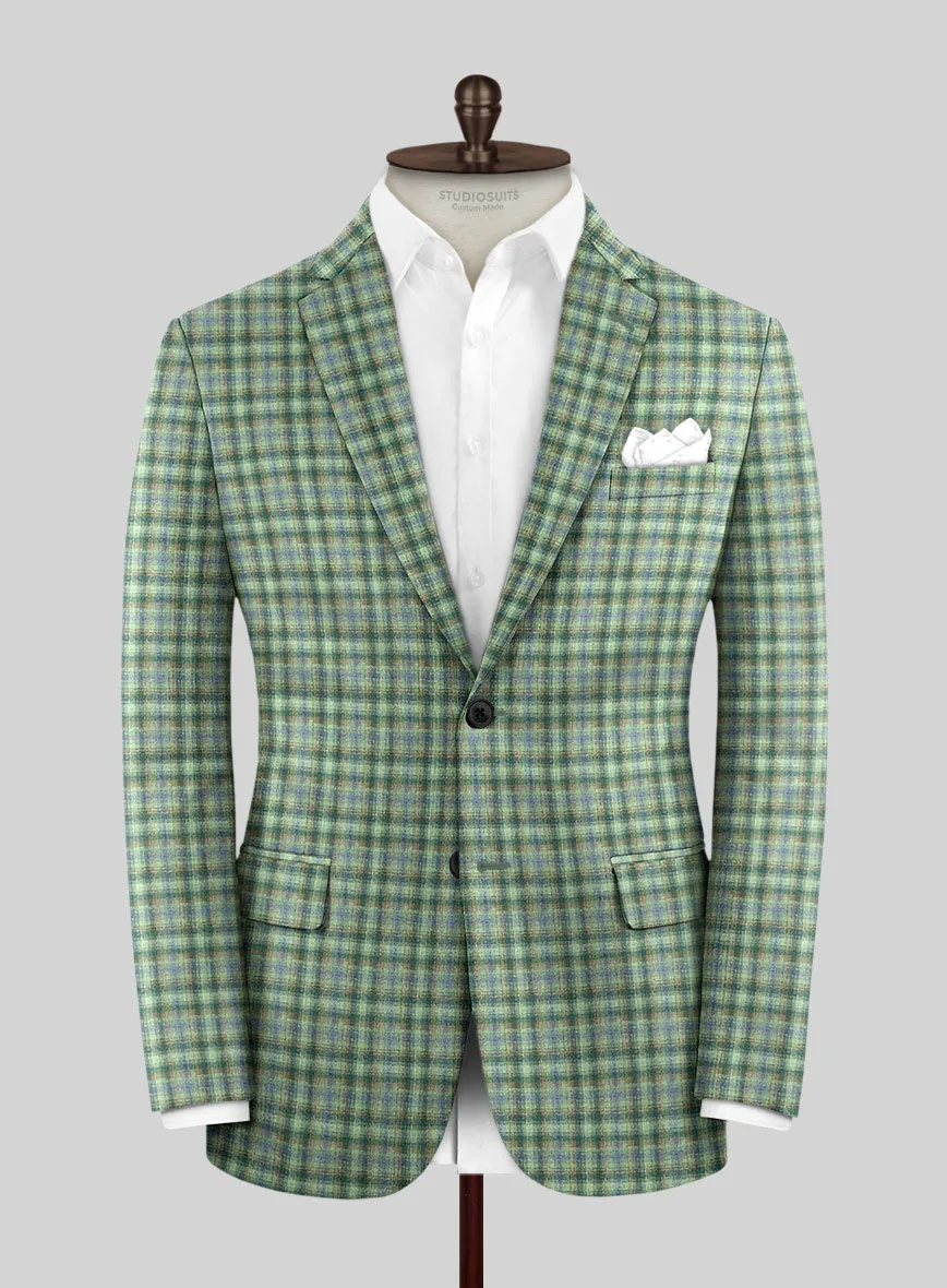 Elegant Noble Mariana Green Wool Silk Linen Blend Jacket for Stylish Outings