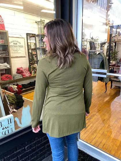 Olive Lightweight Cardigan-Plus