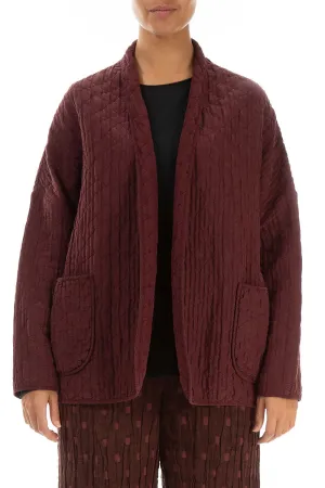 Open Type Merlot Quilted Silk Jacket