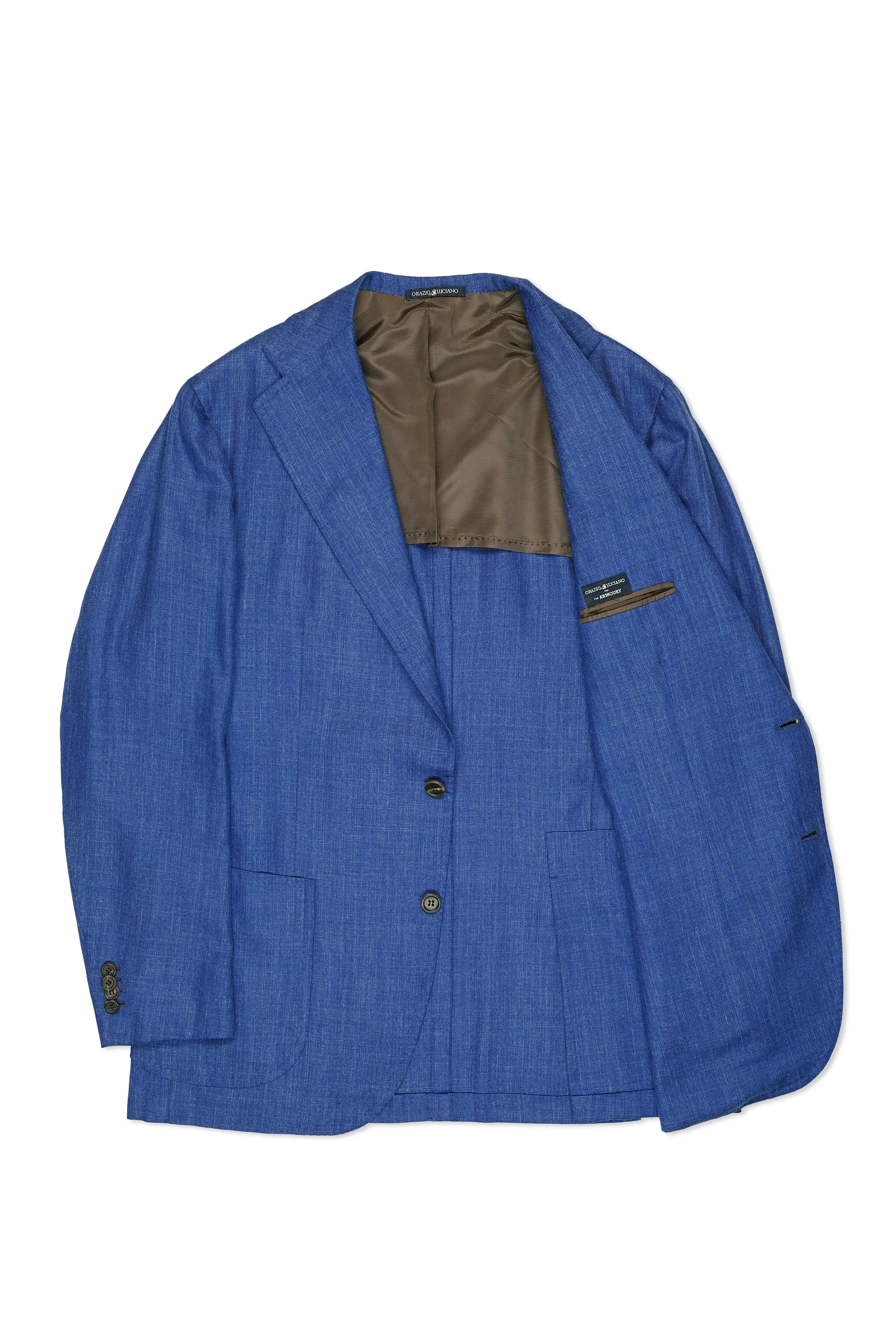 Orazio Luciano Blue Herringbone Wool/Silk/Linen Sport Coat