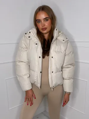 Padded Oversized Puffer Coat - Cream