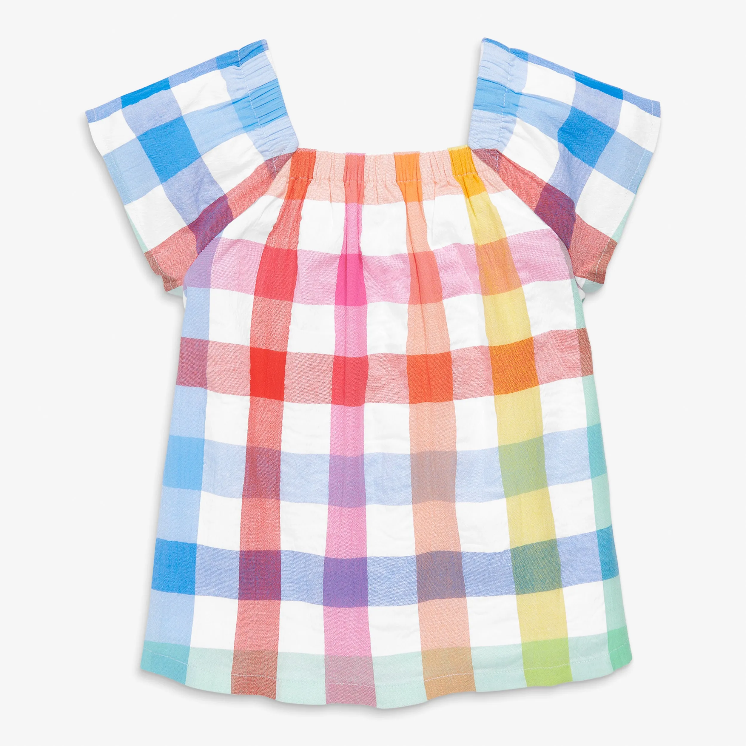 Picnic top in rainbow gingham