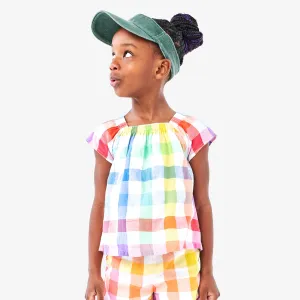 Picnic top in rainbow gingham