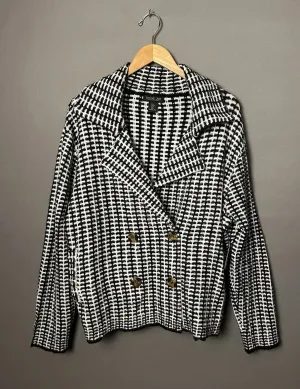 RACHEL ZOE Womens Black White Soft Sweater Blazer, Size Medium